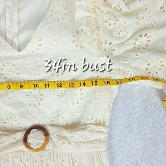 Ryan Michelle Women's 100% Cotton Cream Midi Dress Size Large (NWT) - Picture 9 of 14